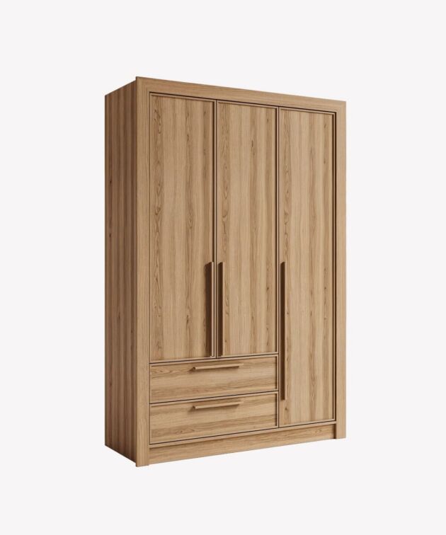 Triple-door wooden wardrobe