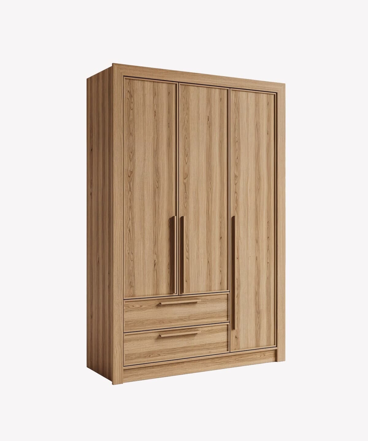 Triple-door wooden wardrobe