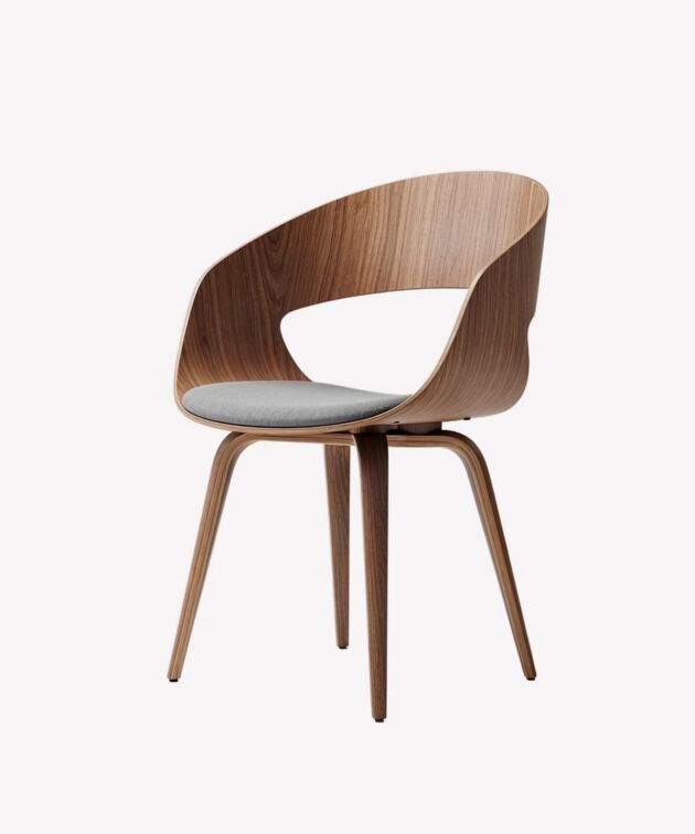 Curved wood accent chair